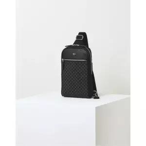 [롯데백화점]닥스 액세서리 LL[LOUIS BRIDGE]블랙 패턴배색 가죽 웨이스트백 DBBA3E607