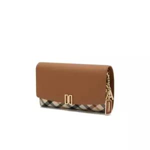 [롯데백화점]닥스 액세서리 LL[VICTORIA] 브라운 체크배색 DD로고 3단 중지갑 DCWA4E423