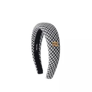[중고명품] 블랙 깅엄 체크 로고 헤어밴드