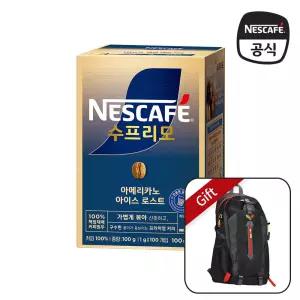 [소비기한 26.02.13] 네스카페 수프리모 아이스 로스트 아메리카노 100입+하이킹백