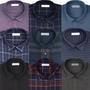 남성겨울셔츠 기모와이셔츠 정장 모직 체크셔츠 남자기모남 빅사이즈남방