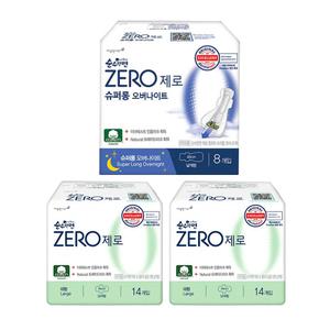 순수한면 제로 대형 14입, 2개 + 슈퍼롱 오버나이트 8입, 1개