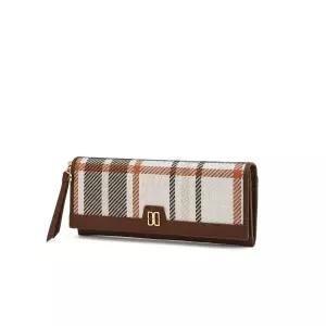 [롯데백화점]닥스 액세서리 LL[선물포장][TARTAN CHECK] 브라운 타탄 체크배색 가죽 장지갑 DCWA5E205