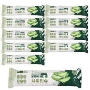 [크린롤] 빅사이즈 알로에 바디 샤워티슈 10매 물없이쓰는 캠핑 요양원 여행 간병 환자