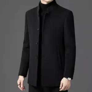 GLINE 남성 코트 하프 심플 모직 가을 겨울 차이나 울 캐주얼 보온 힛템