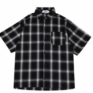 남성 반팔셔츠 힙합 박시 루즈핏 체크 2컬러 남방 셔츠