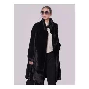 헤이올리 고퀄 에코 밍크퍼 하이넥 오버핏 롱코트 JH536