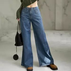 여성 빅사이즈 절개 플레어 부츠컷 비스코스 가을 청바지