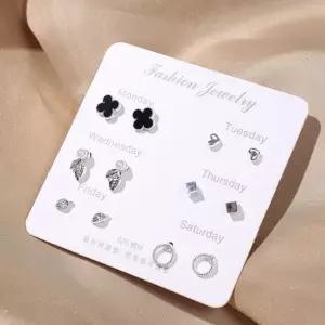 세트 귀걸이 스타일 큐빅 코디 심플 보석 진주 (WFJ5AAU)