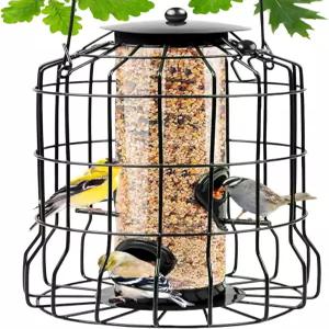 우리에 갇힌 새 모이통 금속 다람쥐 방지 야생 찌르레기 외부에 매달려 있는 투명 튜브 분리 가능한 청소