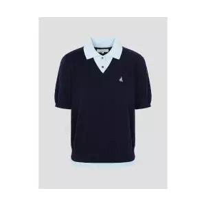 빈폴 BEANPOLE LADIES 레이어드 티칼라 반소매 풀오버 네이비 BF5751C04R 408509