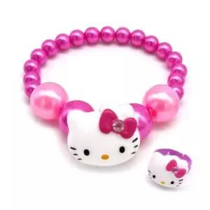 키티 진주 팔찌 반지 2종 핫핑크