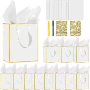 손잡이 휴지 페인팅 펜이 포함된 DIY 금속 종이 결혼 선물주머니 12팩 생일 결혼식 베이비샤워 휴일 기타