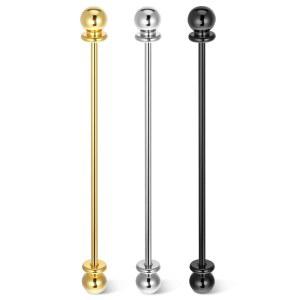 WJIAAA 남성용 칼라 핀 3개, 드레스 셔츠용 바, 황동 볼 팁이 있는 2.6인치 합금 라펠 스틱, 웨딩 비즈니스 액세서리(실버/골드/블랙)