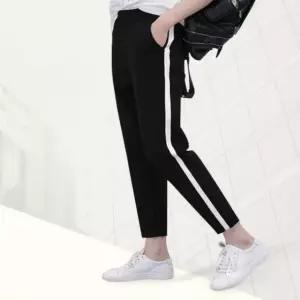 여자 슬림핏 트레이닝팬츠 밴딩 두줄 추리닝 세미바지 (WFK9YR8)