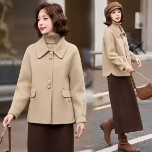 여자 모직코트 양면 캐시미어 코트 겨울 칼라 모직 원픽4