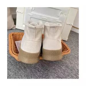 SMK 여자 하이힐 통굽 빈티지 털 스트랩 슈즈 가을 겨울 옥스포드 플랫 기모 면화 JEN4