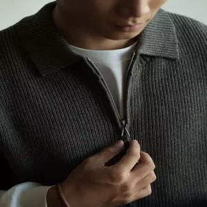 니트 빈티지 가을 동계 캐주얼 남자니트 칼라넥 부드러운 터틀넥 집업 카디건 조끼 원템4