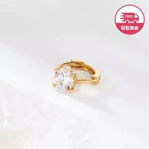 [비앤비골드] (당일발송) 14K 샤인 서클 큐빅 원터치 링 피어싱 한쪽 JAE40804