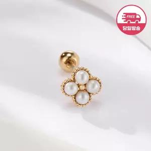 [비앤비골드] (당일발송) 14K 그레인 진주 플라워 피어싱 한쪽 JAE40793