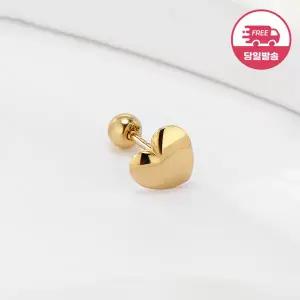 [비앤비골드] (당일발송) 14K 심플 골드 하트 피어싱 M 한쪽 JAE40818