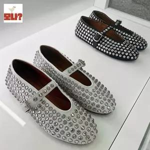 가죽 스터드 편안한 부드러운 용 발레플랫 에스파듀