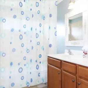 [콩심팥심]땡땡이 반투명 샤워 커튼 블루 중