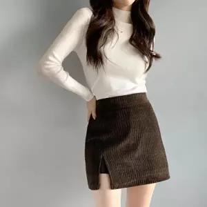 [옷자락]여성 따뜻한 겨울 골덴 트임 미니스커트 바지