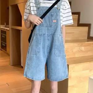 멜빵 반바지 청 연청 청멜빵반바지 데님 서스펜더 5부