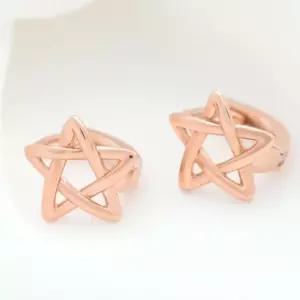 14K 금침 로즈골드 별 원터치 링 귀걸이