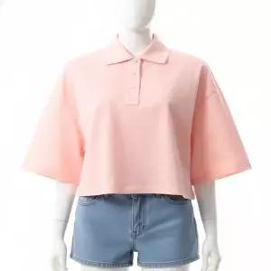 [보테가베네타]크롭 코튼 피케 폴로 셔츠 777596 V01G0 5095 816194