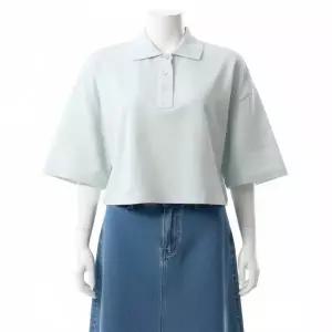[보테가베네타]크롭 코튼 피케 폴로 셔츠 777596 V01G0 4680 816524
