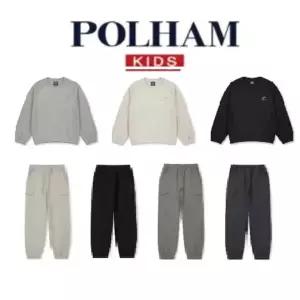 폴햄키즈 공용 기모 밴딩 맨투맨PKF4TR3512,기모탄성 카고 조거 팬츠PKF4PT3512