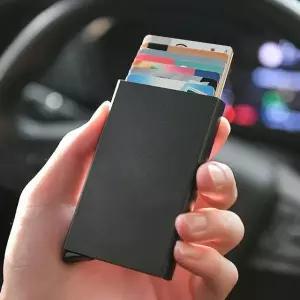 고품질 오토메탈 슬라이드 카드 홀더(블랙) 카드지갑 (WFKDVTG)