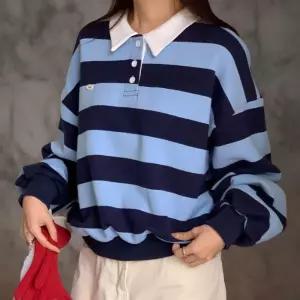 다잇템 여성 콘트라스트 단가라 티셔츠 럭비 카라 맨투맨1081900