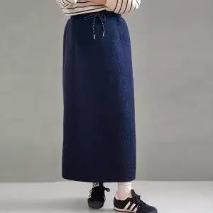[하프클럽/]여성 겨울 퍼 롱스커트 리본 포인트 휘뚜루뽀글이
