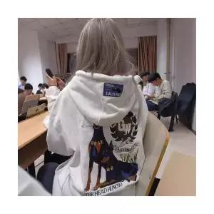 여자 야구 점퍼 추동 패션 후드 루즈핏 프린트 기모 두툼한 캐주얼 맨투맨 코트 원픽4