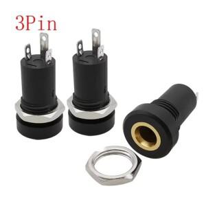 3Pin 3.5mm 오디오 잭 소켓 3/4 극 스테레오 솔더 패널 마운트 너트가 있는 헤드폰 암 커넥터