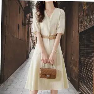 하객룩 데이트룩 자수패턴 브이넥 원피스 여성 JDWCA18D3