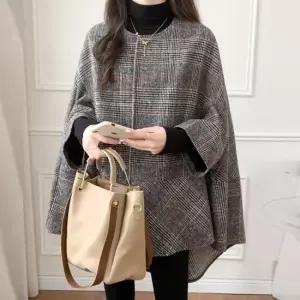 퍼밋 하운드체크 울케이프 자켓_W4436