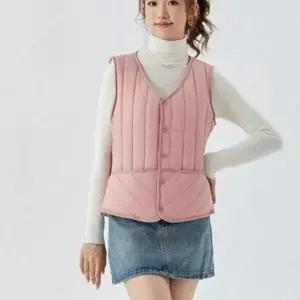 [콩심팥심]데일리 여성 털 안감 조끼 패딩 여성 기모 조끼 브이넥