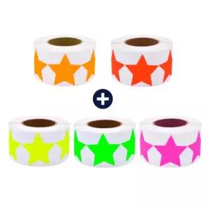 네온 5롤 세트 2500pcs 스타 스티커 별 꾸미기 S22040