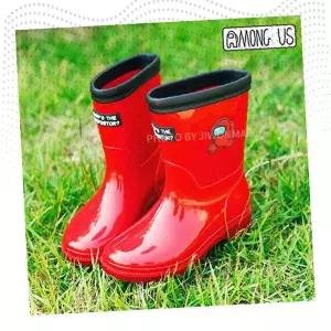 어몽어스 크루원 캐릭터 장화 빨간색 아동 레인부츠 미끄럼방지 고무 장화 야외활동용