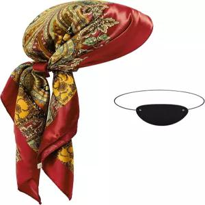 코모레비 해적 액세서리 여성 의상 성인 반다나 안대용 스카프 모자