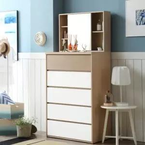 [보루네오 하우스] 아르메 라떼 와이드 5단 서랍장+수납거울