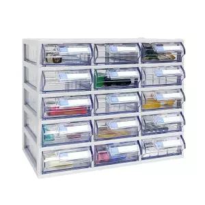 [국내생산 완제품] 모아이샵 스마트 정리함(15칸) 투명수납함 플라스틱서랍장 미니서랍장