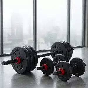 반석스포츠 원터치 PVC바벨 23kg세트 조립아령 무게조절아령 덤벨 홈트 바벨