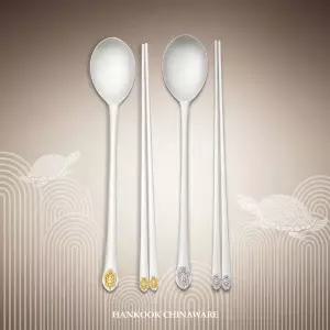 [리한]한국도자기 금부 장수거북 은수저 2벌세트(은99%/1벌 112.5g)+외국인선물/혼수비단보자기포장