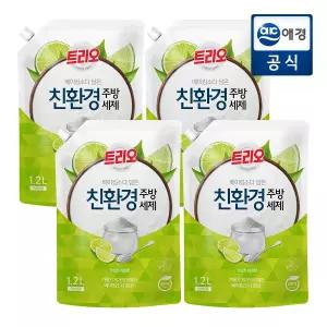 트리오 베이킹소다 담은 주방세제 라임향 1.2L 리필 x 4개