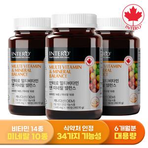 [인테로] 캐나다 멀티비타민 앤 미네랄 밸런스 24종 180정 X 3병 (18개월분) 남성 여성 종합비타민 영양제